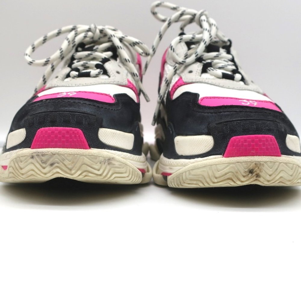 BALENCIAGA TRIPLE S SNEAKERS WHITE MESH & PINK LEATHER SIZE 39 - Picture 5 of 11